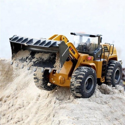 HUINA - HUINA 1/14 10 Kanal FULL METAL Uzaktan Kumandalı Profesyonel RC Model Wheel Loader Damper İş Makinası - 6 KG AĞIRLIK - 2.4G Full Fonksiyon Sesli ve Işıklı - 1583 -