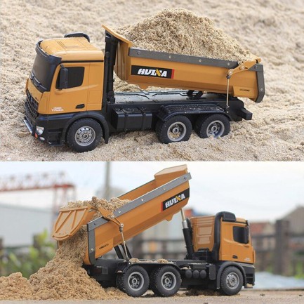 HUINA 1/14 Yüksek Kalite RC Model Damperli Kamyon Uzaktan Kumandalı Metal İş Makinası - 10KG Yükleme Kapasiteli - 2.4G Full Fonksiyon Sesli ve Işıklı - 1573 - Thumbnail