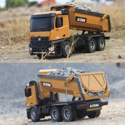 HUINA 1/14 Yüksek Kalite RC Model Damperli Kamyon Uzaktan Kumandalı Metal İş Makinası - 10KG Yükleme Kapasiteli - 2.4G Full Fonksiyon Sesli ve Işıklı - 1573 - Thumbnail