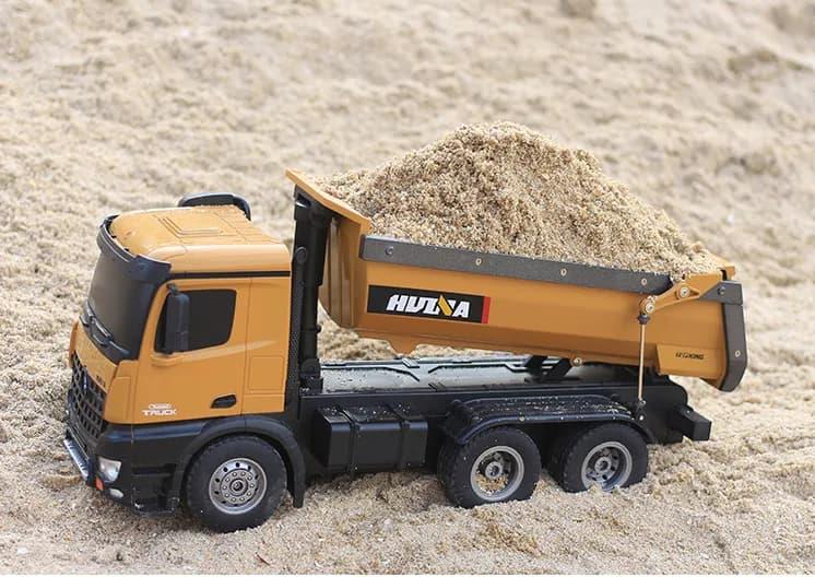 HUINA 1/14 10 Kanal FULL METAL RC Model Profesyonel Uzaktan Kumandalı Damperli Kamyon İş Makinası - 2.4G Full Fonksiyon Sesli ve Işıklı - 1582 -