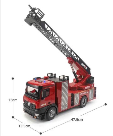 HUINA 1/14 22 Kanal Yüksek Kalite RC Model Uzaktan Kumandalı Merdivenli İtfaiye Yangın Söndürme Kamyonu - Su Atma Fonksiyonlu - 2.4G Full Fonksiyon Sesli ve Işıklı - 1561 - - Thumbnail