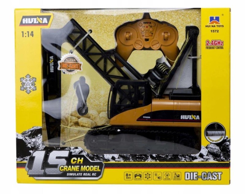 HUINA 1/14 15 Kanal Yüksek Kalite RC Model Ekskavatör Paletli Vinç Uzaktan Kumandalı Metal İş Makinası - 2.4G Full Fonksiyon Sesli ve Işıklı - 1572