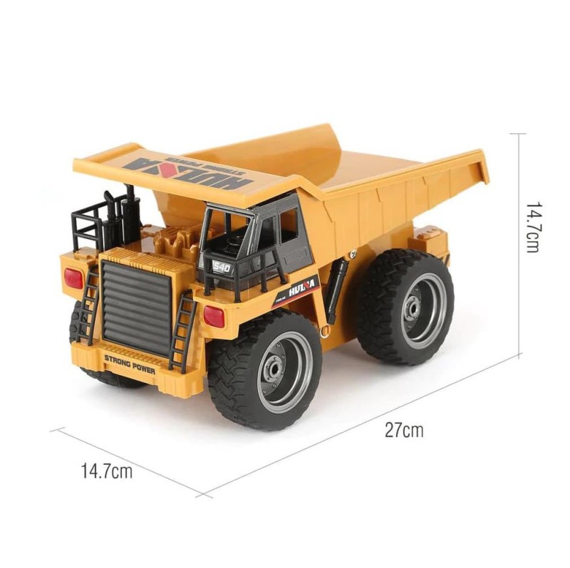 HUINA 1/18 Yüksek Kalite RC Model Damperli Kamyon Uzaktan Kumandalı Çok Fonksiyonlu İş Makinası - 2.4G Kumanda & Işıklı - 1540 -