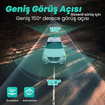 360+ Botslab G500H Pro Ön 3K QHD - Arka 1080P FHD 150° Geniş Açı Lens Gece Görüşlü Dahili Gps Modülü Akıllı Araç İçi Kamera+ Park Modu Bağlantı Kablosu Combo - Thumbnail