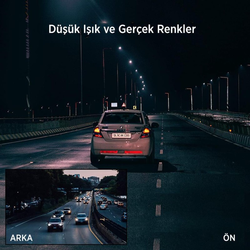 360+ G500H Wifi + GPS 2K Çift Kameralı 160° Geniş Açı Lens Gece Görüşlü Akıllı Araç İçi Kamera + 1080P Arka Kamera + Samsung 128GB Combo