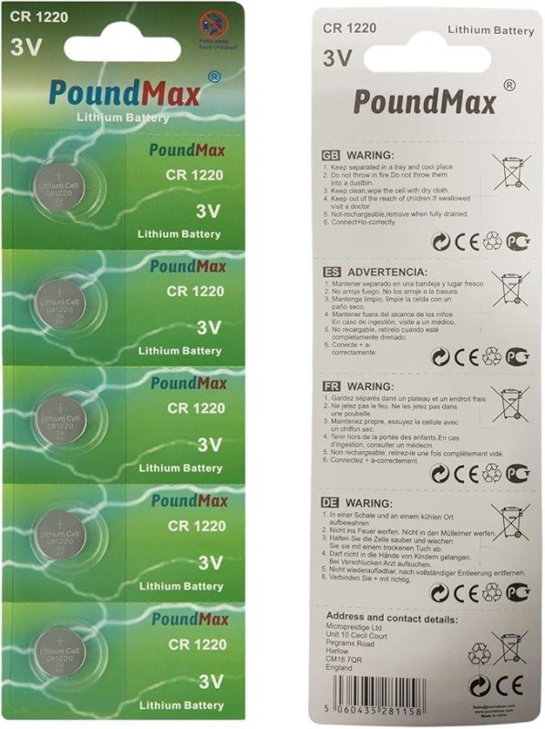 5 X PoundMax 1220 CR1220 3V Lityum Bozuk Para Pilleri