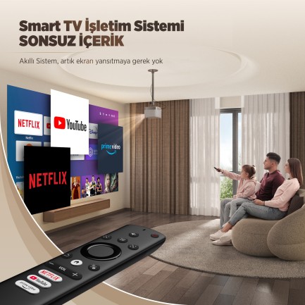 Aurzen Boom 3 Gold 4K Android Projeksiyon Cihazı + Auto Focus + Auto Keystone + 6G WiFi + 5.2 Bluetooth + 250 İnç Yansıtma + 36W HiFi Dolby Ses Sistemi - Thumbnail