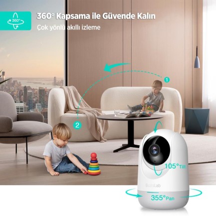 Botslab 360+ C211 2K Pro Mini Bundle WiFi 360° Akıllı Güvenlik Kamerası Bebek Monitörü Evcil Hayvan Kamerası İç Mekan Kamerası IP Kamera 2'Li Paket (Distribütör Garantili) - Thumbnail