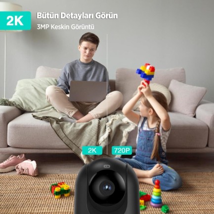 Botslab 360+ C211 2K Pro WiFi 360° Akıllı Güvenlik Kamerası Bebek Monitörü Evcil Hayvan Kamerası İç Mekan Kamerası IP Kamera Yeni Versiyon Siyah (Distribütör Garantili) - Thumbnail