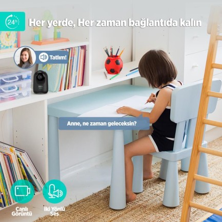 Botslab 360+ C211 2K Pro WiFi 360° Akıllı Güvenlik Kamerası Bebek Monitörü Evcil Hayvan Kamerası İç Mekan Kamerası IP Kamera Yeni Versiyon Siyah (Distribütör Garantili) - Thumbnail