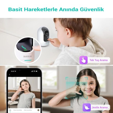 Botslab 360+ C221 Pro 3K 360° Akıllı Güvenlik Kamerası Bebek Monitörü Evcil Hayvan Kamerası İç Mekan Kamerası IP Kamera - Thumbnail