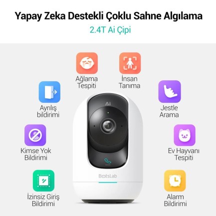 Botslab 360+ C221 Pro 3K 360° Akıllı Güvenlik Kamerası Bebek Monitörü Evcil Hayvan Kamerası İç Mekan Kamerası IP Kamera - Thumbnail