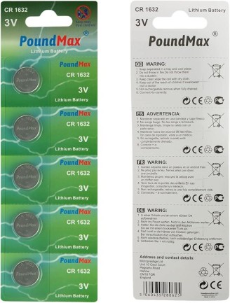 PoundMax - CR 1632 Batteries 3v Lithium Button Cell Battery Combo Pack - 5 Count