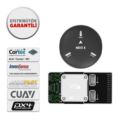 CUAV - CUAV V5+ Uçuş Kontrol Kartı Flight Controller Otopilot Sistemi PX4 APM + CUAV NEO 3 GPS GNSS U-BLOX M9N Combo (Distribütör Garantili)