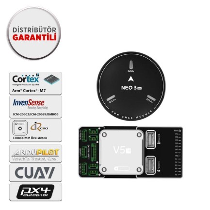 CUAV - CUAV V5+ Uçuş Kontrol Kartı Flight Controller Otopilot Sistemi PX4 APM + CUAV NEO 3 Pro GPS GNSS U-BLOX M9N Combo (Distribütör Garantili)