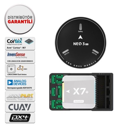 CUAV - CUAV X7+ Flight Controller Uçuş Kontrol Kartı Otopilot Sistemi STM32H743 İşlemci ( Distribütör Garantili ) + CUAV NEO 3 Pro GPS GNSS U-BLOX M9N Combo (Distribütör Garantili)