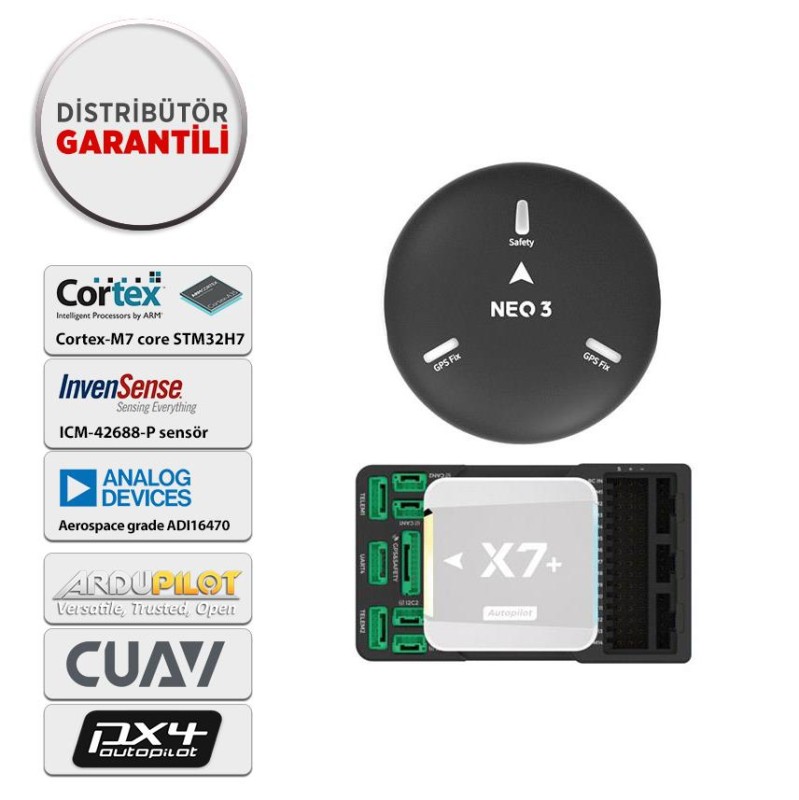 CUAV X7+ Uçuş Kontrol Kartı Flight Controller Otopilot Sistemi PX4&APM + CUAV NEO 3 GPS GNSS U-BLOX M9N Combo (Distribütör Garantili)