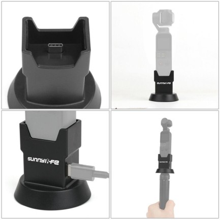 DJI Osmo Pocket 2 ve Pocket 1 Charging Base Şarj İstasyonu ve Masaüstü Standı Tripod Yuvalı - Thumbnail