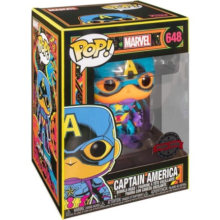 Funko POP Marvel Black Light Captain America - Thumbnail