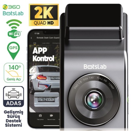 360+ G300H Pro 2K QHD ADAS Wifi + GPS 140° Geniş Açı Gece Görüşlü Akıllı Araç İçi Kamera - Thumbnail