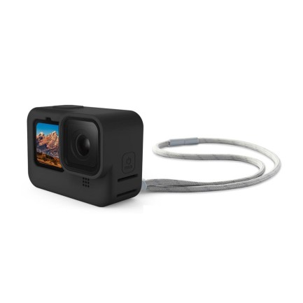 GoPro HERO11 Black / HERO10 Black / HERO9 Black Silikon Koruma Kılıfı + Bileklik + Boyunluk Siyah - Thumbnail