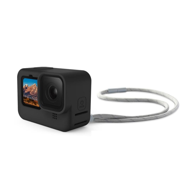 GoPro HERO11 Black / HERO10 Black / HERO9 Black Silikon Koruma Kılıfı + Bileklik + Boyunluk Siyah