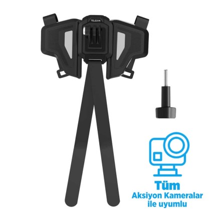 TELESIN - GoPro Motor Kask Çene Bağlantı Aparatı Gümüş Gri (GoPro Hero13 Black,Hero12 Black,Hero11,Hero10/9/8/Max 360/Osmo Action)