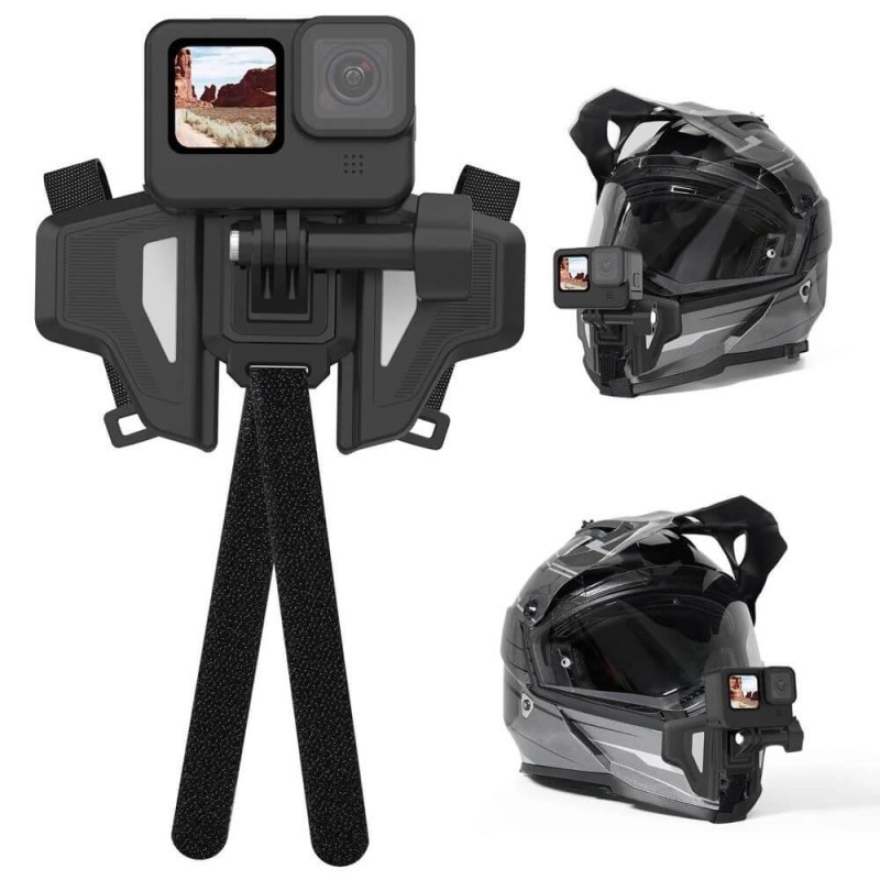 GoPro Motor Kask Çene Bağlantı Aparatı Gümüş Gri (GoPro Hero13 Black,Hero12 Black,Hero11,Hero10/9/8/Max 360/Osmo Action)