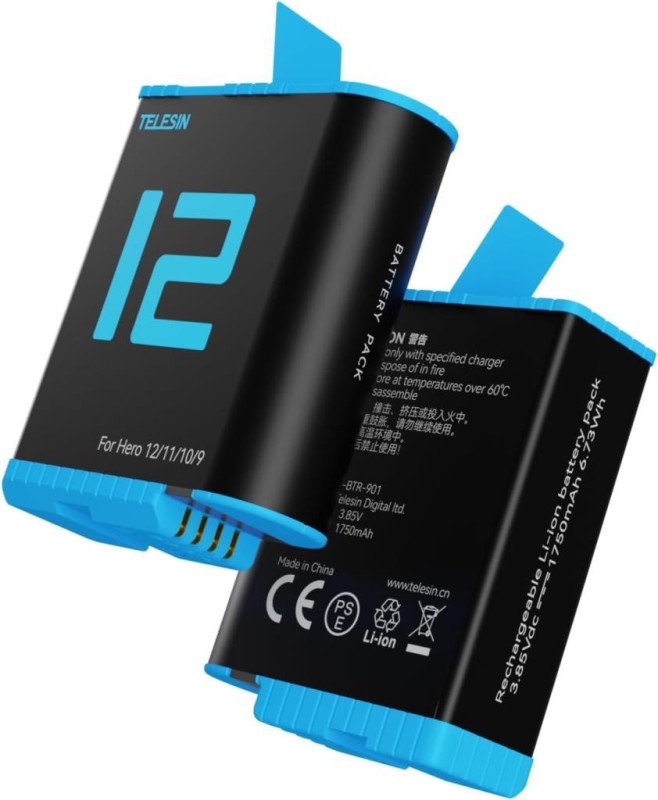 GoPro Şarj Edilebilir Yedek Batarya Fast Charging 1750mAh Mavi (Hero12 , Hero11 ,Hero10,Hero9 Black)