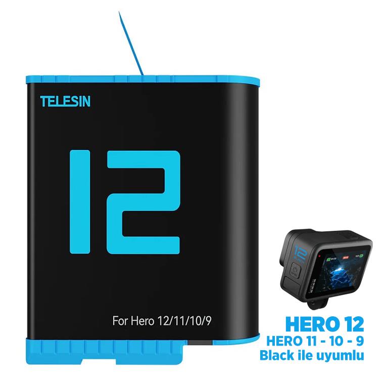 GoPro Şarj Edilebilir Yedek Batarya Fast Charging 1750mAh Mavi (Hero12 , Hero11 ,Hero10,Hero9 Black)