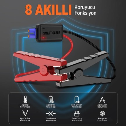 GROOVE M01 15800mAh 2000A Akü Takviye Cihazı Taşınabilir Jump Starter (Powerbank+Led Lamba+LCD Ekran) - Thumbnail