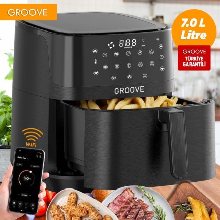 GROOVE - Groove Max XXL 7L 1800W WiFi Smart Airfryer Air Fryer Yağsız Sıcak Hava Fritözü Siyah