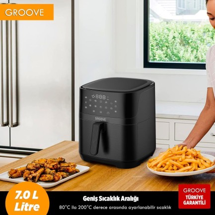 Groove Max XXL 7L 1800W WiFi Smart Airfryer Air Fryer Yağsız Sıcak Hava Fritözü Siyah - Thumbnail