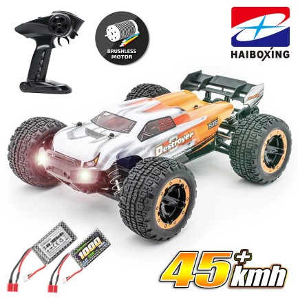 HAIBOXING - HAIBOXING 1/16 Destroyer Uzaktan Kumandalı Model Araba RTR 4WD Brushless Truck (Turuncu) + Extra Bataryalı