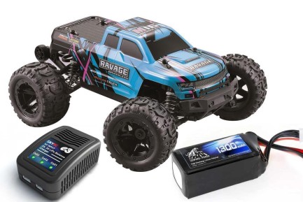 HAIBOXING - HAIBOXING 1/16th scale 4WD Brushless Truck Uzaktan Kumandalı Araba RTR (Mavi) + 1300 mAh 7.4V 2S 30C Lipo Batarya + SKYRC E3 LiPO Şarj Cihazı