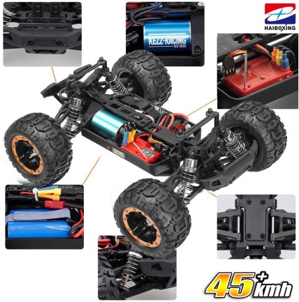 HAIBOXING RC 1/16 Destroyer 45KM+ Sürat Uzaktan Kumandalı Model RC Model Araba RTR Elektrikli 4WD Brushless Fırçasız Truggy Truck (Yeşil) + 1100 mAh 7.4V 2S 30C Lipo Batarya - Thumbnail