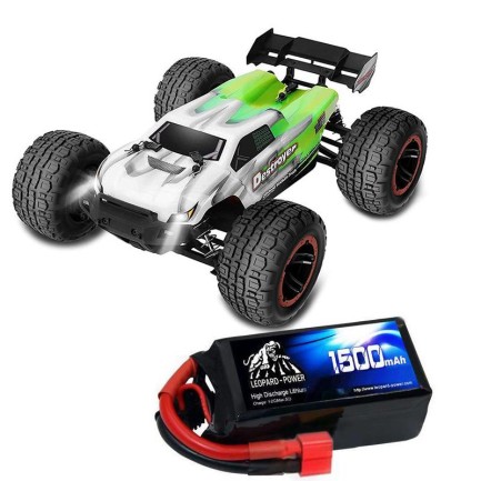 HAIBOXING RC 1/16 Destroyer 45KM+ Sürat Uzaktan Kumandalı Model RC Model Araba RTR Elektrikli 4WD Brushless Fırçasız Truggy Truck (Yeşil) + 1500 mAh 7.4V 2S 30C Lipo Batarya - Thumbnail