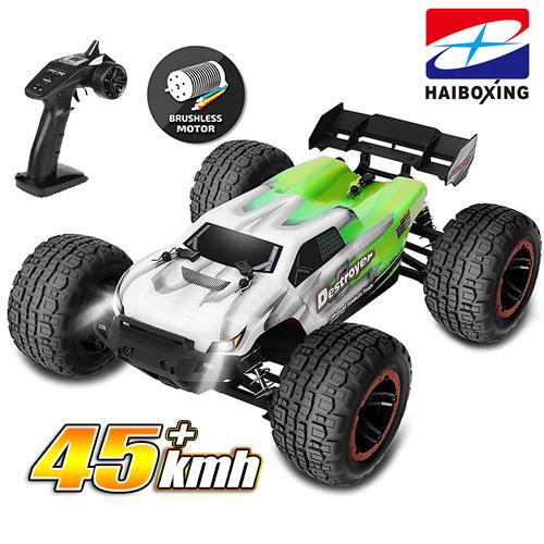 HAIBOXING RC 1/16 Destroyer 45+ KM/H Sürat Uzaktan Kumandalı RC Model Araba RTR Elektrikli 4WD Brushless Fırçasız Truggy Truck (Yeşil)