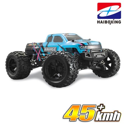 HAIBOXING RC 1/16 Ravage 45+ KM/H Sürat Uzaktan Kumandalı RC Model Araba RTR Elektrikli 4WD Brushless Fırçasız Offroad Truck (Mavi) + 1100 mAh 7.4V 2S 30C Lipo Batarya - Thumbnail