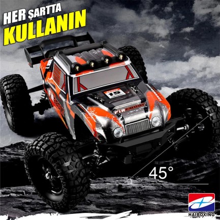 HAIBOXING RC 1/12 901 Firebolt 50+ KM/H Sürat 4X4 Uzaktan Kumandalı RC Model Araba RTR Elektrikli 4WD Offroad Truck (Turuncu) - Thumbnail