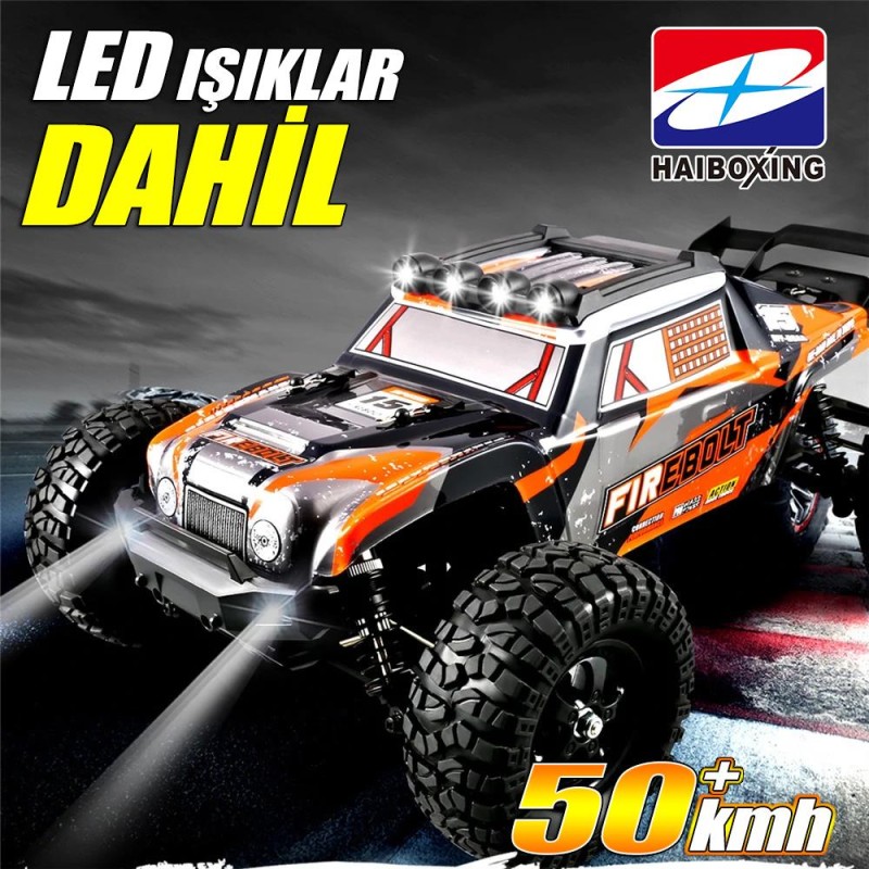 HAIBOXING RC 1/12 901A Firebolt 50+ KM/H Sürat 4X4 Uzaktan Kumandalı RC Model Araba RTR Elektrikli 4WD Brushless Fırçasız Offroad Truck (Turuncu)