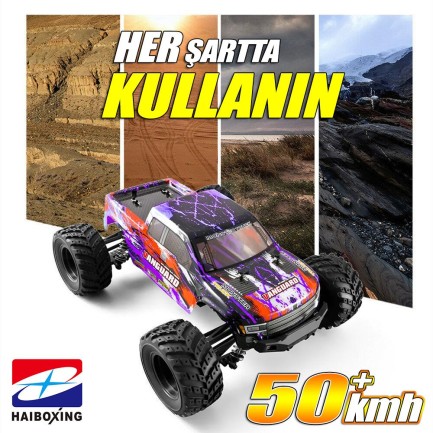 HAIBOXING RC 1/12 903 Vanguard 50+ KM/H Sürat 4X4 Uzaktan Kumandalı RC Model Araba RTR Elektrikli 4WD Offroad Truck (Mor) - Thumbnail