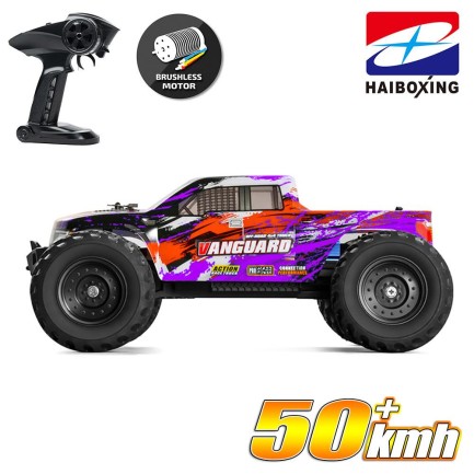 HAIBOXING RC 1/12 903A 50+ KM/H Sürat 4X4 Uzaktan Kumandalı RC Model Araba RTR Elektrikli 4WD Brushless Fırçasız Offroad Truck (Mor) - Thumbnail