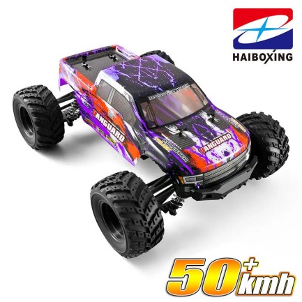 HAIBOXING RC 1/12 903A 50+ KM/H Sürat 4X4 Uzaktan Kumandalı RC Model Araba RTR Elektrikli 4WD Brushless Fırçasız Offroad Truck (Mor) - Thumbnail