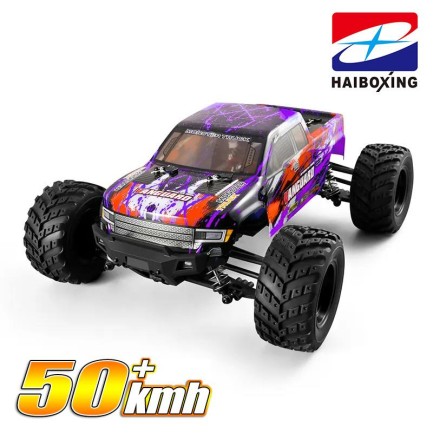 HAIBOXING RC 1/12 903A 50+ KM/H Sürat 4X4 Uzaktan Kumandalı RC Model Araba RTR Elektrikli 4WD Brushless Fırçasız Offroad Truck (Mor) - Thumbnail