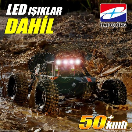 HAIBOXING RC 1/12 905A 50+ KM/H Sürat 4X4 Uzaktan Kumandalı RC Model Araba RTR Elektrikli 4WD Brushless Fırçasız Offroad Truck (Kırmızı) - Thumbnail