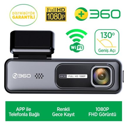 360+ - 360+ Botslab HK30 WiFi 1080P 130° Geniş Açı Gece Görüşlü Akıllı Araç İçi Kamera