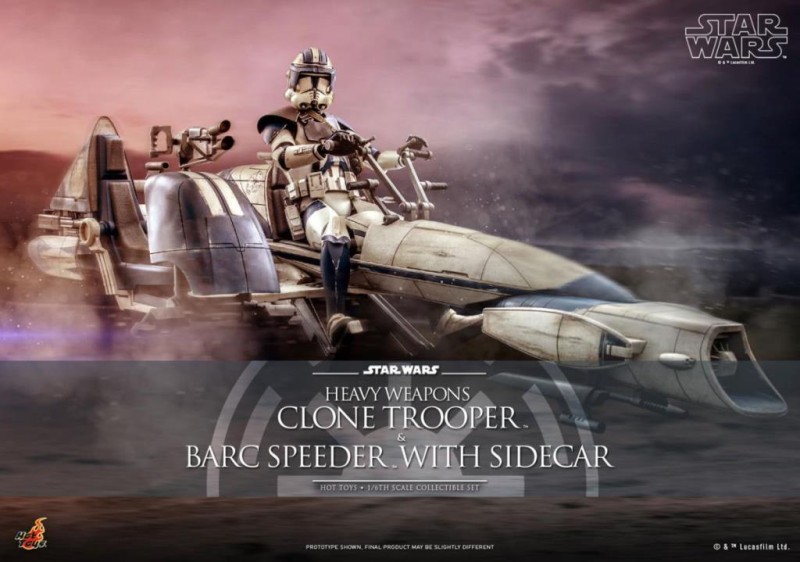 Hot Toys Heavy Weapons Clone Trooper and BARC Speeder with Sidecar Sixth Scale Figure Set - 911169 - Star Wars / The Clone Wars - TMS77