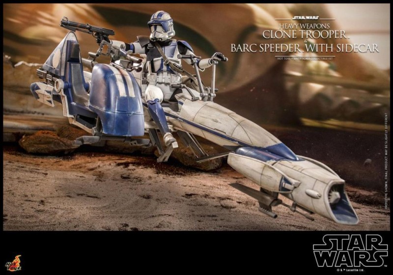 Hot Toys Heavy Weapons Clone Trooper and BARC Speeder with Sidecar Sixth Scale Figure Set - 911169 - Star Wars / The Clone Wars - TMS77