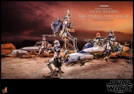 Hot Toys Heavy Weapons Clone Trooper and BARC Speeder with Sidecar Sixth Scale Figure Set - 911169 - Star Wars / The Clone Wars - TMS77 - Thumbnail